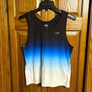 Men’s Blue/White Ombré Hollister Tank Top - Xsmall